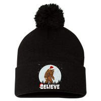 Santa Bigfoot Christmas Rock Funny Sasquatch Believe Pom Pom 12in Knit Beanie