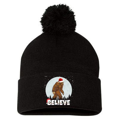 Santa Bigfoot Christmas Rock Funny Sasquatch Believe Pom Pom 12in Knit Beanie