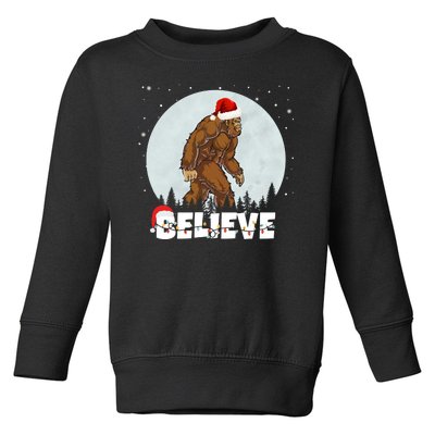 Santa Bigfoot Christmas Rock Funny Sasquatch Believe Toddler Sweatshirt