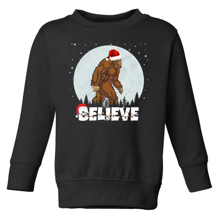 Santa Bigfoot Christmas Rock Funny Sasquatch Believe Toddler Sweatshirt