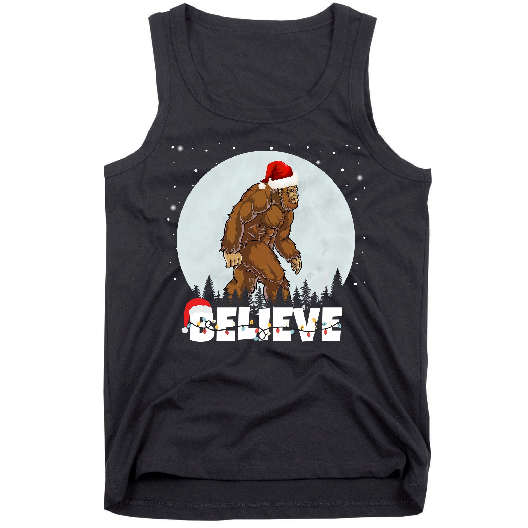 Santa Bigfoot Christmas Rock Funny Sasquatch Believe Tank Top