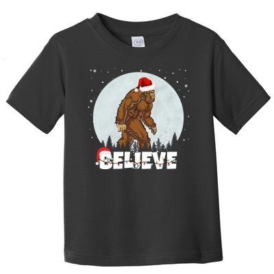 Santa Bigfoot Christmas Rock Funny Sasquatch Believe Toddler T-Shirt