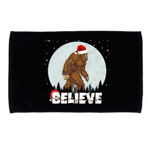 Santa Bigfoot Christmas Rock Funny Sasquatch Believe Microfiber Hand Towel