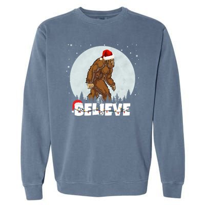 Santa Bigfoot Christmas Rock Funny Sasquatch Believe Garment-Dyed Sweatshirt