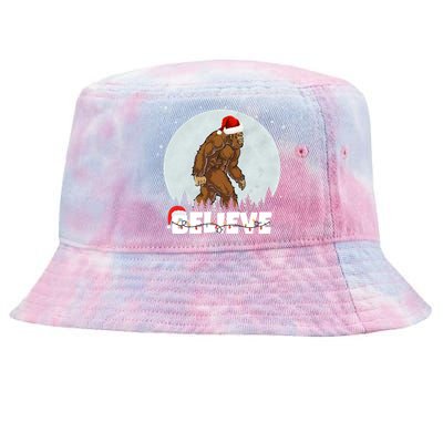 Santa Bigfoot Christmas Rock Funny Sasquatch Believe Tie-Dyed Bucket Hat