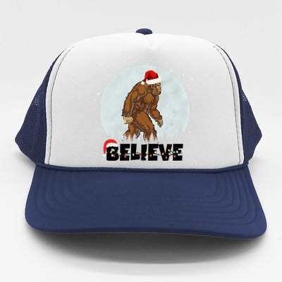 Santa Bigfoot Christmas Rock Funny Sasquatch Believe Trucker Hat