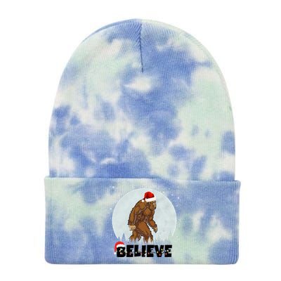 Santa Bigfoot Christmas Rock Funny Sasquatch Believe Tie Dye 12in Knit Beanie