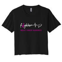 Support Breast Cancer Fighter Survivor Breast Cancer Awareness Gifts Women's Crop Top Tee