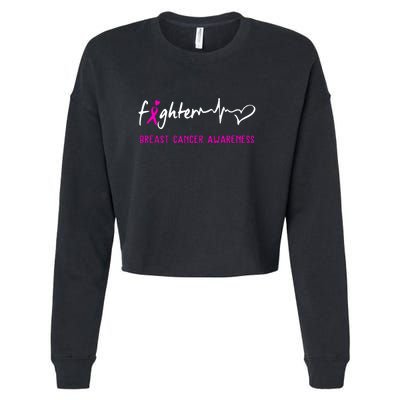 Support Breast Cancer Fighter Survivor Breast Cancer Awareness Gifts Cropped Pullover Crew