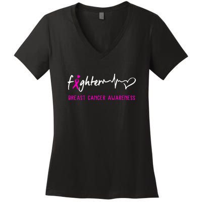 Support Breast Cancer Fighter Survivor Breast Cancer Awareness Gifts Women's V-Neck T-Shirt