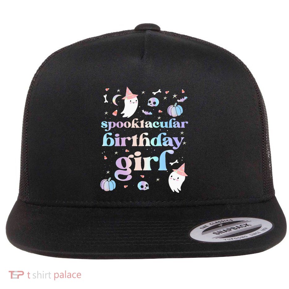 Spooktacular Birthday Cute Ghost Halloween Party Flatbill Hat