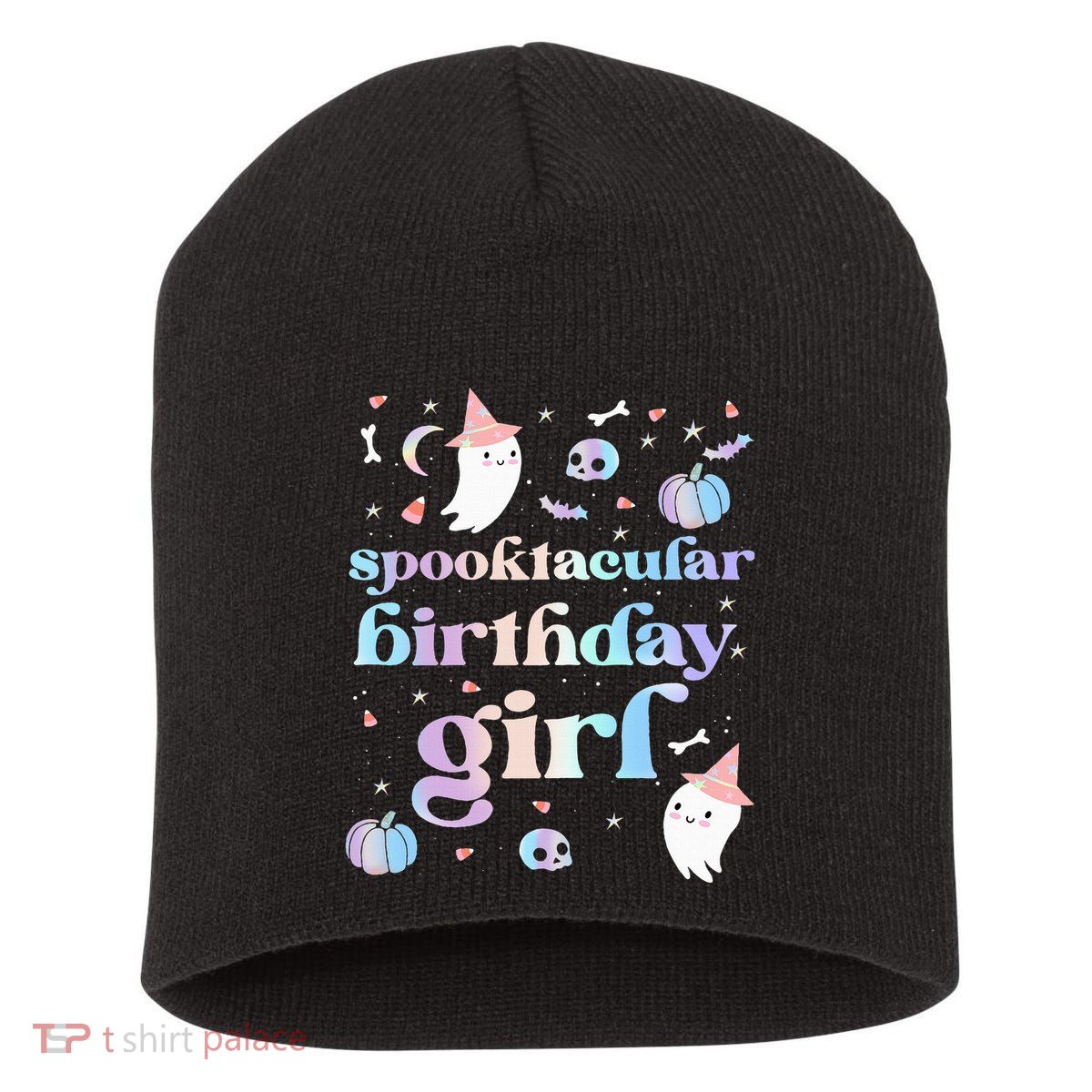 Spooktacular Birthday Cute Ghost Halloween Party Short Acrylic Beanie