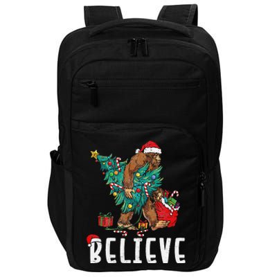 Santa Bigfoot Christmas Lights Funny Sasquatch Believe Xmas Impact Tech Backpack