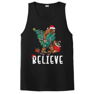 Santa Bigfoot Christmas Lights Funny Sasquatch Believe Xmas PosiCharge Competitor Tank