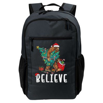 Santa Bigfoot Christmas Lights Funny Sasquatch Believe Xmas Daily Commute Backpack