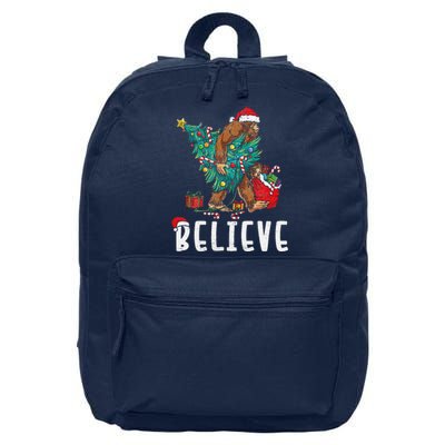 Santa Bigfoot Christmas Lights Funny Sasquatch Believe Xmas 16 in Basic Backpack