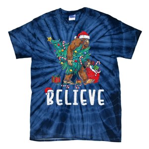 Santa Bigfoot Christmas Lights Funny Sasquatch Believe Xmas Tie-Dye T-Shirt