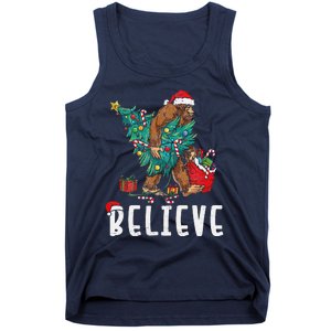 Santa Bigfoot Christmas Lights Funny Sasquatch Believe Xmas Tank Top