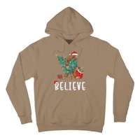 Santa Bigfoot Christmas Lights Funny Sasquatch Believe Xmas Hoodie