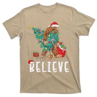 Santa Bigfoot Christmas Lights Funny Sasquatch Believe Xmas T-Shirt