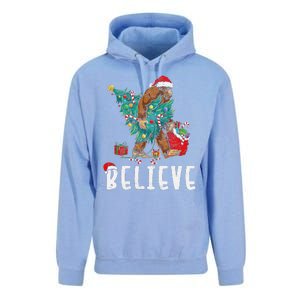 Santa Bigfoot Christmas Lights Funny Sasquatch Believe Xmas Unisex Surf Hoodie