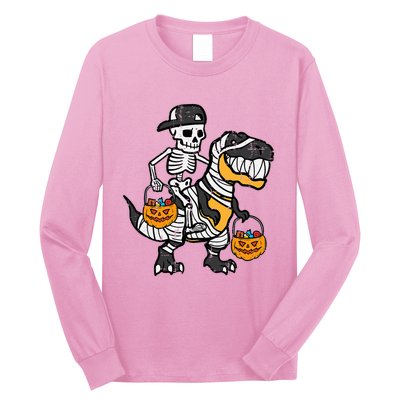 Skeleton Black Cap Dino Halloween Long Sleeve Shirt