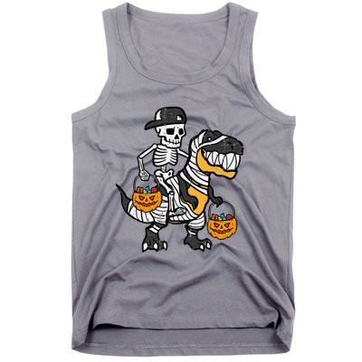 Skeleton Black Cap Dino Halloween Tank Top