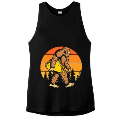 Sasquatch Bigfoot Carrying Taco Funny Cinco De Mayo Ladies PosiCharge Tri-Blend Wicking Tank