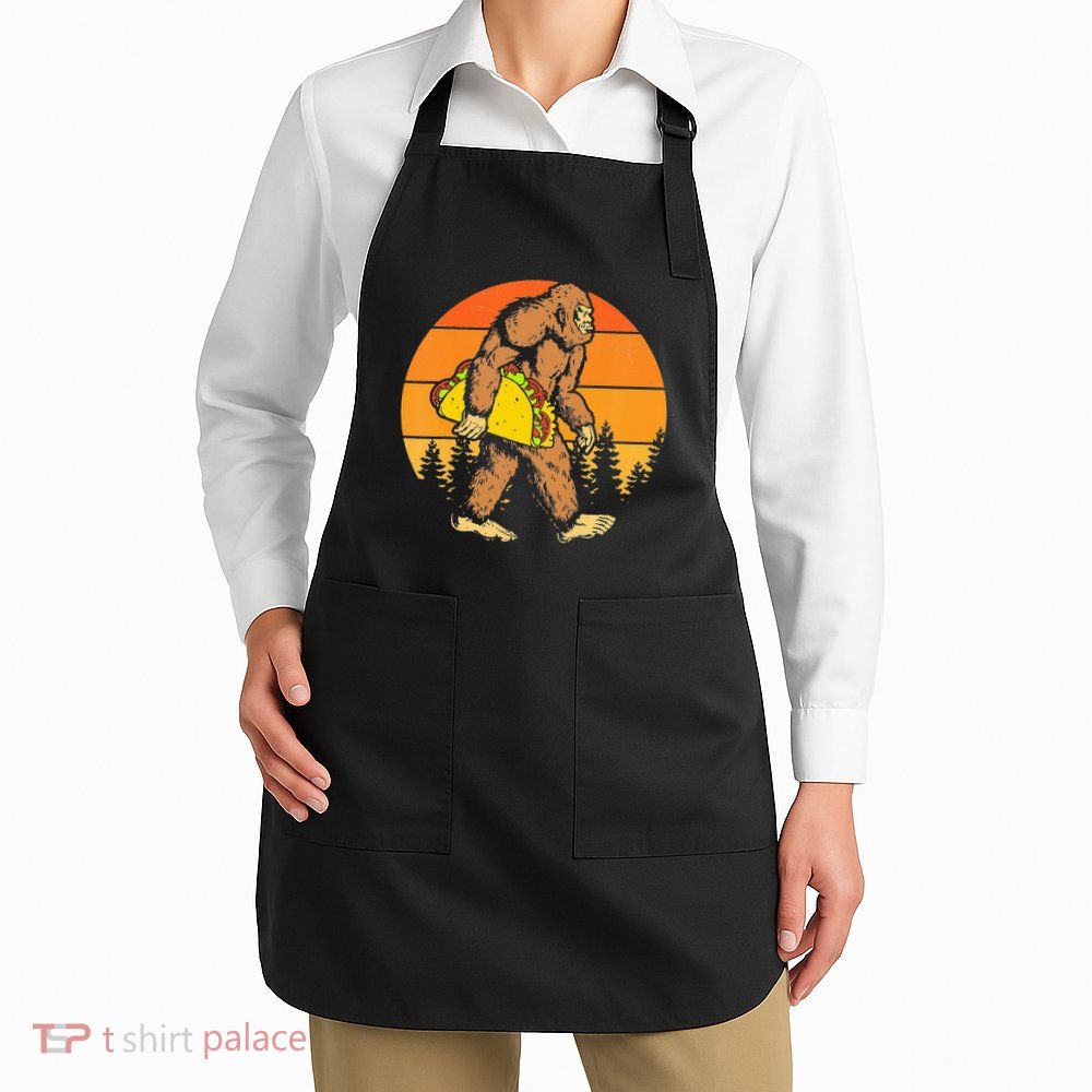 Sasquatch Bigfoot Carrying Taco Funny Cinco De Mayo Apron