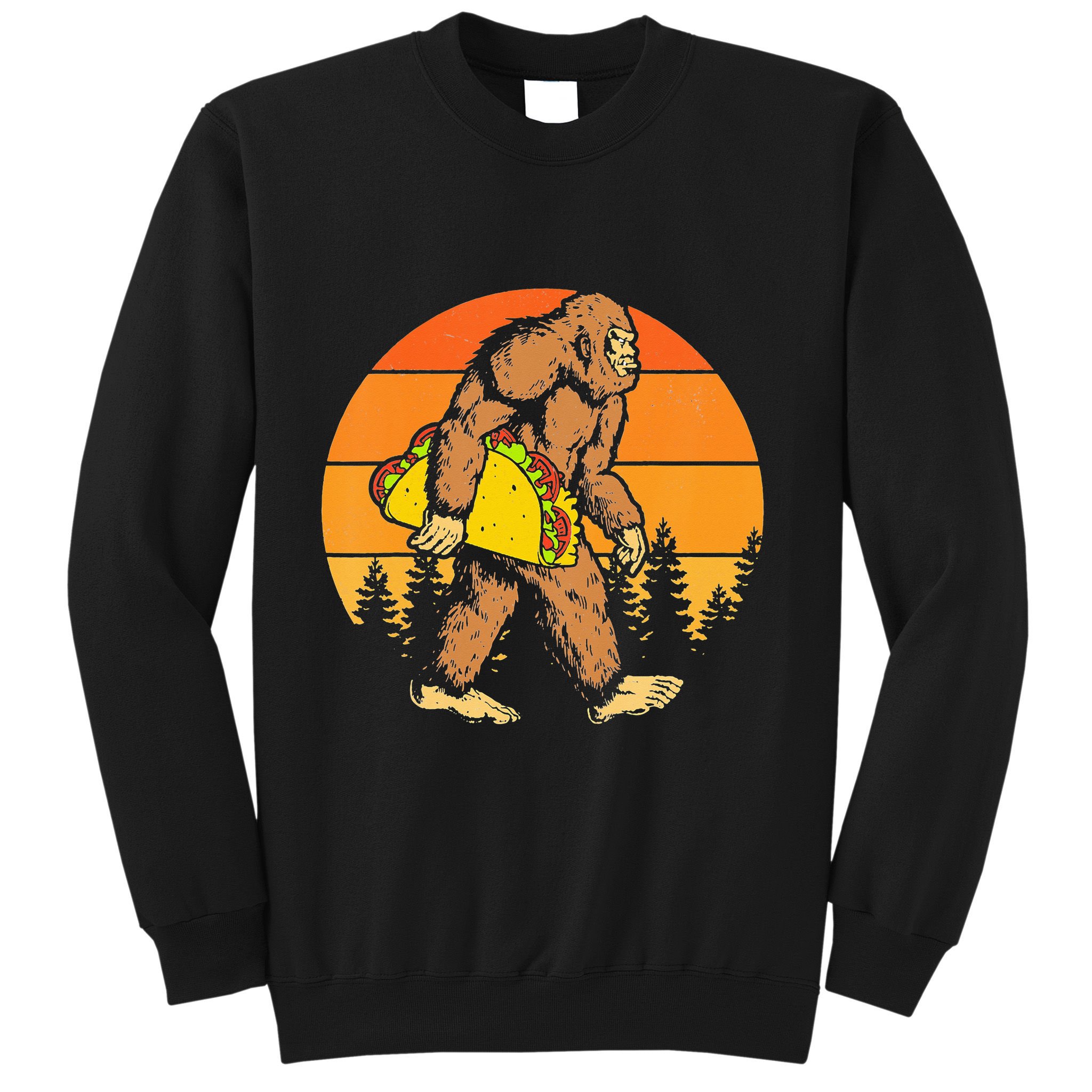 Sasquatch Bigfoot Carrying Taco Funny Cinco De Mayo Sweatshirt