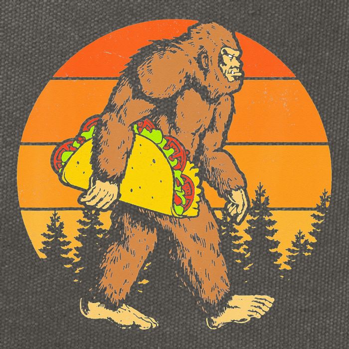 Sasquatch Bigfoot Carrying Taco Funny Cinco De Mayo Cotton Canvas Backpack