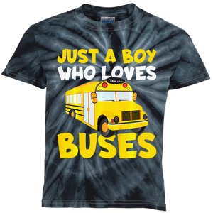 School Bus Costume Just A Boy Who Loves Buses Kids Tie-Dye T-Shirt