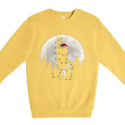 Santa Bigfoot Christmas Lights Funny Xmas Sasquatch Premium Crewneck Sweatshirt