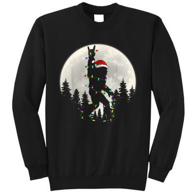 Santa Bigfoot Christmas Lights Funny Xmas Sasquatch Sweatshirt