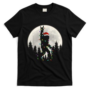 Santa Bigfoot Christmas Lights Funny Xmas Sasquatch T-Shirt