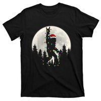 Santa Bigfoot Christmas Lights Funny Xmas Sasquatch T-Shirt