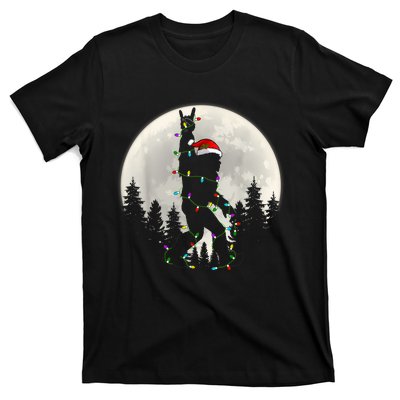 Santa Bigfoot Christmas Lights Funny Xmas Sasquatch T-Shirt