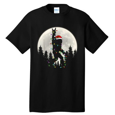 Santa Bigfoot Christmas Lights Funny Xmas Sasquatch Tall T-Shirt