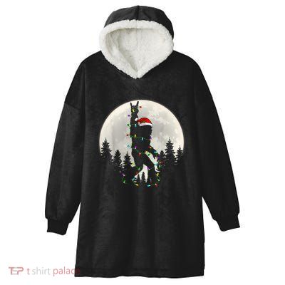 Santa Bigfoot Christmas Lights Funny Xmas Sasquatch Hooded Wearable Blanket