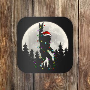 Santa Bigfoot Christmas Lights Funny Xmas Sasquatch Coaster