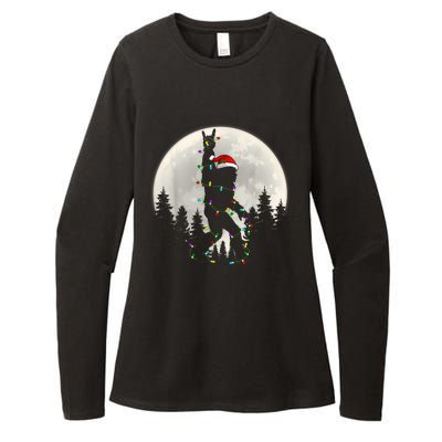 Santa Bigfoot Christmas Lights Funny Xmas Sasquatch Womens CVC Long Sleeve Shirt