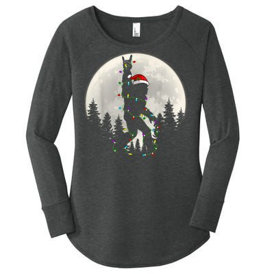 Santa Bigfoot Christmas Lights Funny Xmas Sasquatch Women's Perfect Tri Tunic Long Sleeve Shirt