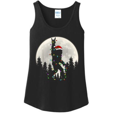 Santa Bigfoot Christmas Lights Funny Xmas Sasquatch Ladies Essential Tank