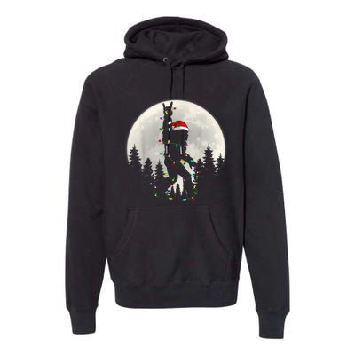 Santa Bigfoot Christmas Lights Funny Xmas Sasquatch Premium Hoodie