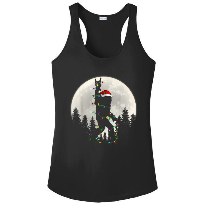 Santa Bigfoot Christmas Lights Funny Xmas Sasquatch Ladies PosiCharge Competitor Racerback Tank