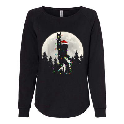 Santa Bigfoot Christmas Lights Funny Xmas Sasquatch Womens California Wash Sweatshirt