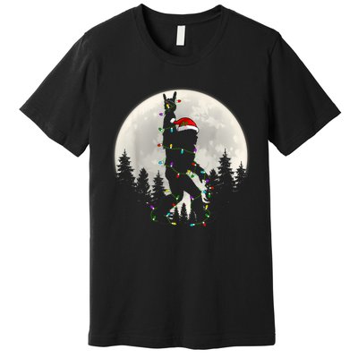 Santa Bigfoot Christmas Lights Funny Xmas Sasquatch Premium T-Shirt