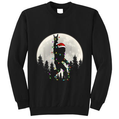 Santa Bigfoot Christmas Lights Funny Xmas Sasquatch Tall Sweatshirt