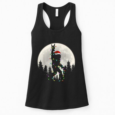 Santa Bigfoot Christmas Lights Funny Xmas Sasquatch Womens Tank Top