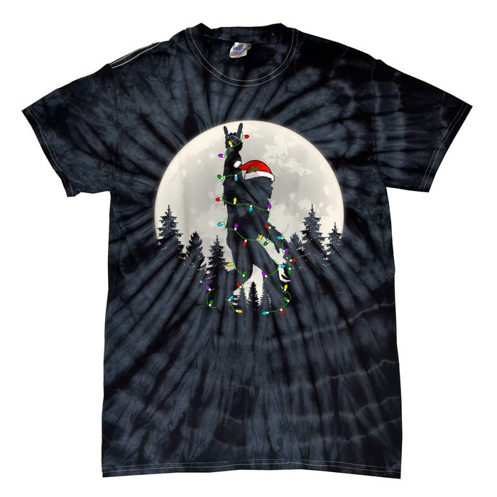 Santa Bigfoot Christmas Lights Funny Xmas Sasquatch Tie-Dye T-Shirt